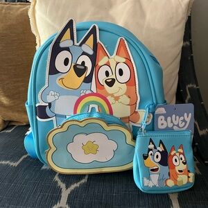 Bluey Kids Backpack and Coin Purse Set - Aqua Blue